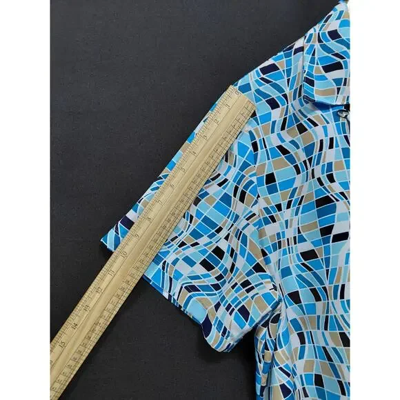 Notations Woman Blue Geometric Print Sleeve Blouse Size 1X-See Measurements - Picture 8 of 9